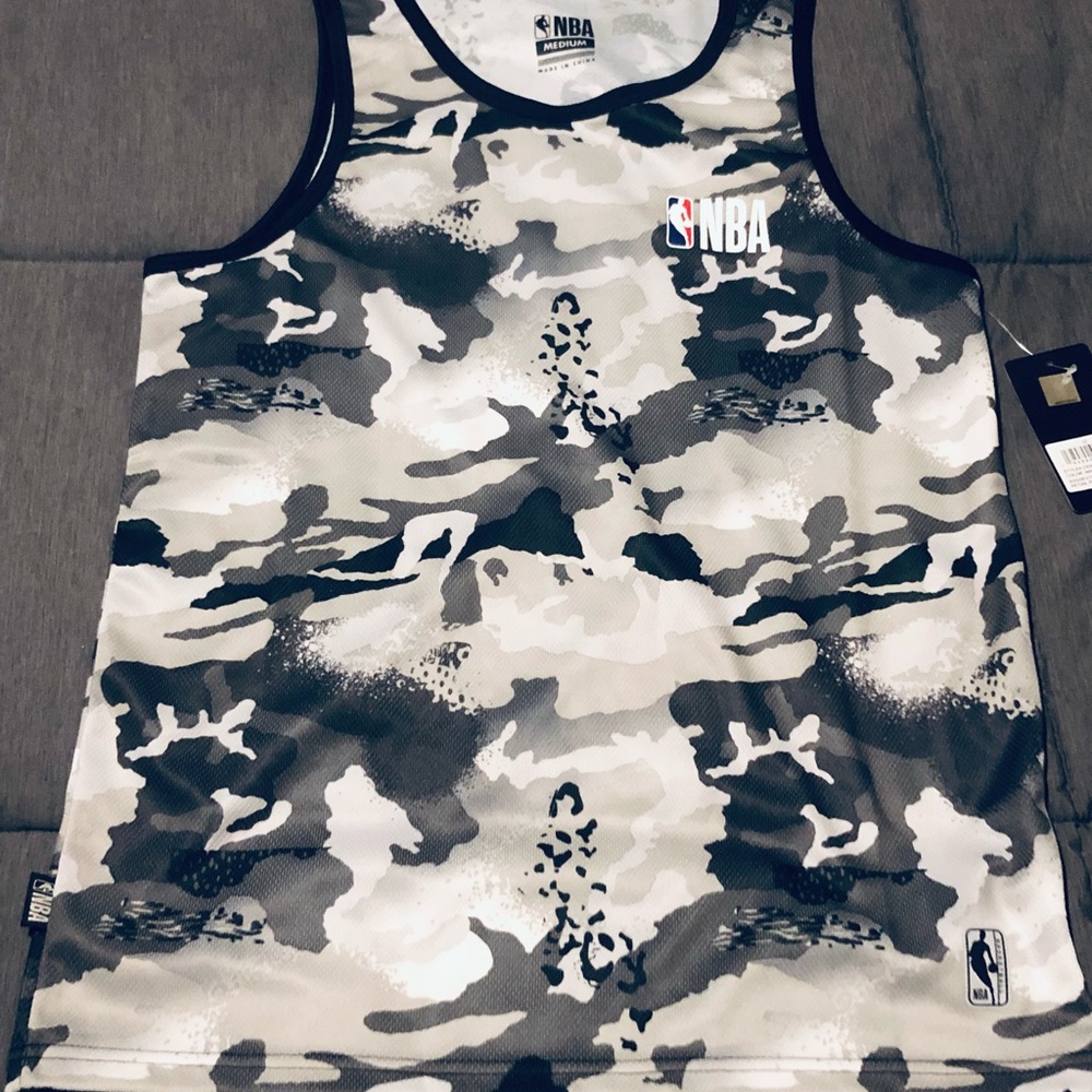 NEW NBA Men’s Tank Top Camo Gray Fast Shipping